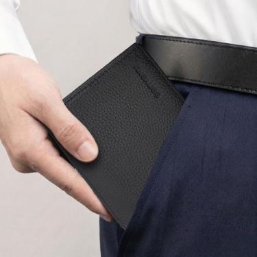 Imagem de Carteira de Luxo Masculina Couro Genuíno Compacta Bloqueio de RFID Por