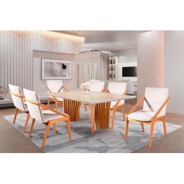 Imagem de Sala de Jantar Madeira Maciça 6 Cadeiras Pérola Harmonia - Harmonia Sa