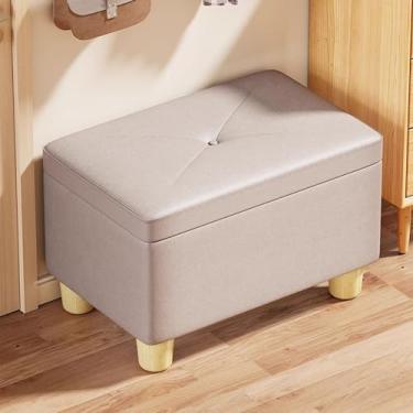 Imagem de Banco de armazenamento de sapatos, armário organizador de sapatos de entrada, sapateira elegante para porta da frente, design sem braços para sala de jantar, quarto e sala de estar, prateleira de