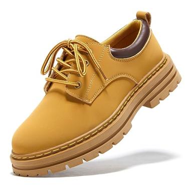 Imagem de PEDASVON Sapato masculino de trabalho macio de couro Oxford, elegante, antiderrapante, confortável, casual, calçado masculino, Amarelo, 38
