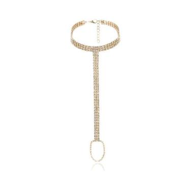 Imagem de Tornozeleira Feminina Multicamadas Com Cristais E Strass Para Noivas, 