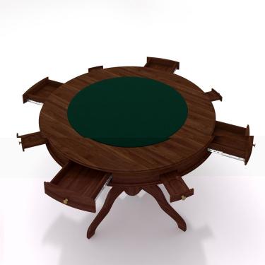 Imagem de Conjunto Mesa de Jogos Carteado Bellagio Tampo Reversível e 4 Cadeiras Madeira Poker Base Estrela Veludo Preto/Imbuia G42 - Gran Belo