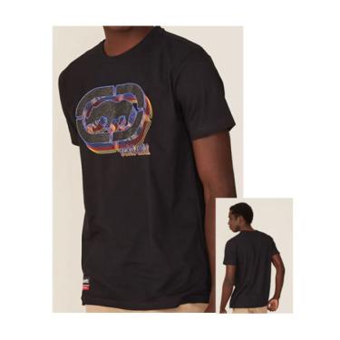 Imagem de Camiseta Básica Masculina com Estampa com Efeito Asfalto Preta K844A - Ecko
