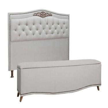 Imagem de Cabeceira E Calçadeira Holanda 195cm Shop Das Cabeceiras Carvalho