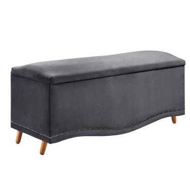 Imagem de Calçadeira Sapateira Baú Holanda 160cm Shop Das Cabeceiras Cinza Chumbo