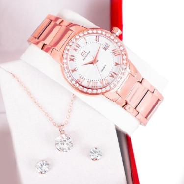 Imagem de Kit Relógio Feminino Champion Ana Hickmann Rosé AH28562Z-Feminino