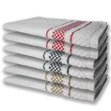 Imagem de 6 Panos De Prato Atoalhado Premium Preto+Marrom+Vermelho