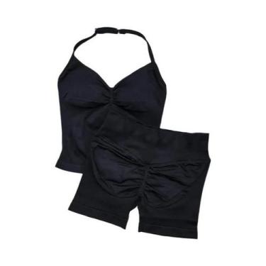 Imagem de Conjunto De Yoga Feminino De Verão 2 Peças: Top Regata Sem Costura Com