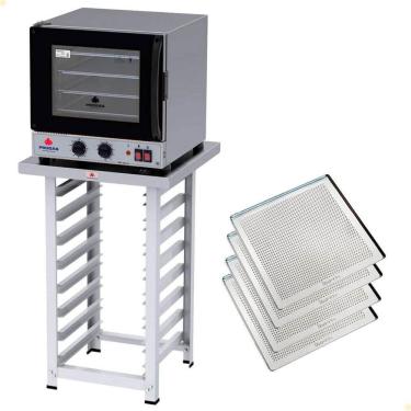 Imagem de Kit Forno Elétrico Progás Turbo Fast Oven 220V Com Mesa Prp-004 G2 E 4 Bandejas Imeca