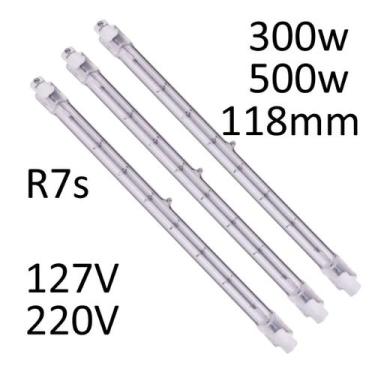 Imagem de kit 3 Lâmpadas Halógena Palito 300w 500w 118mm R7s 127V/220V Empalux, 
