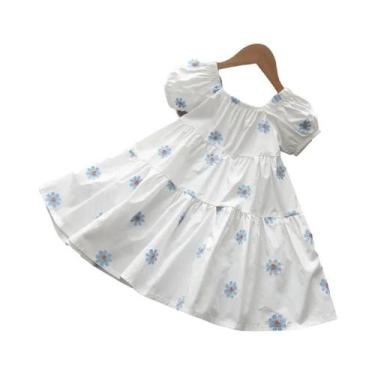 Imagem de Vestidos Florais De Verão Para Meninas, 3-7 Anos, Roupas Casuais Para 