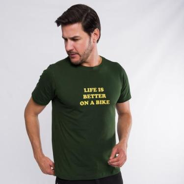 Imagem de Camiseta Casual Masculina Marcio May Life is Better on a Bike Verde, G