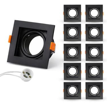 Imagem de Kit 10 Spots Recuado Embutir Led Mr16 Gu10 Quadrado Luminária Teto Sal