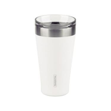 Imagem de Copo Térmico Tramontina Exata em Aço Inox Branco com Tampa 550 ml, Bra