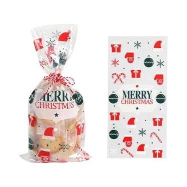 Imagem de Sacolas Transparentes De PVC Para Presentes De Natal 50pcs Design De P