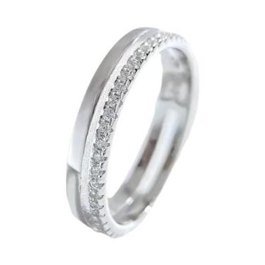 Imagem de Anel De Noivado E Casamento Feminino Em Prata Esterlina 925 Com Zircôn