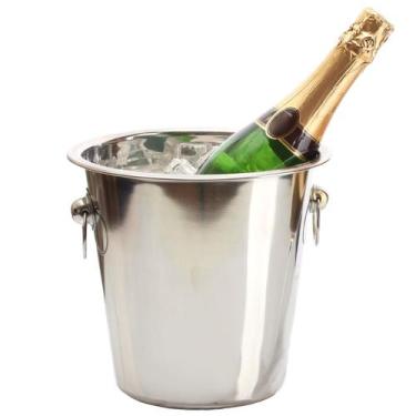 Imagem de Balde Gelo Aço Inox 4,5L para Champagne Garrafas Bebidas Geladas - WIN