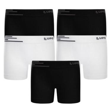Imagem de Kit 5 Cueca Boxer Infantil Box Microfibra Sem Costura Lupo, Preto e br