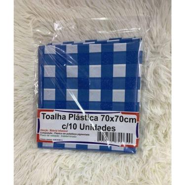 Imagem de Kit 10 Toalha De Mesa Lisa Plástica 70x70cm Para Aniversário Festa Casamento Xadrez Azul