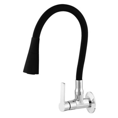 Imagem de Torneira para Cozinha de Parede 1/4vt 2360 C75 Cromado/ Preto