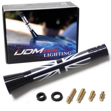 Imagem de Antena curta IJDMtoy de 3 cm preto/branco Union Jack para Mini Cooper