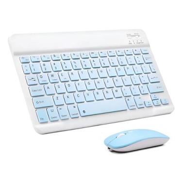 Imagem de Kit Teclado e Mouse Sem Fio Recarregável Multifuncional PC Tablet e No