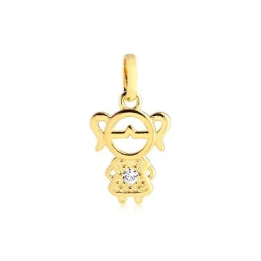 Imagem de Pingente Menina Vazada Com Zircônia Folheado A Ouro - Radhau Joias, Ún