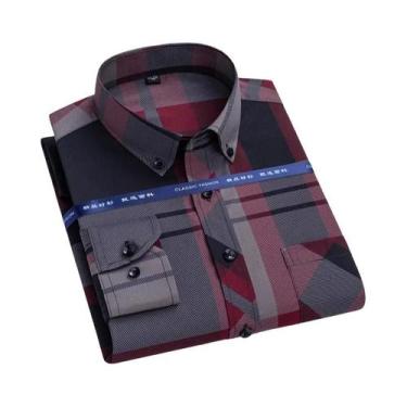 Imagem de Camisas Sociais Masculinas Slim Fit Estampadas Anti-Rugas Sem Necessid