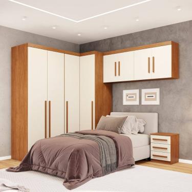 Imagem de Guarda-roupa Modulado 5 Peças 8 Portas 3 Gavetas Texas Cinamomo/ Off White Arenas