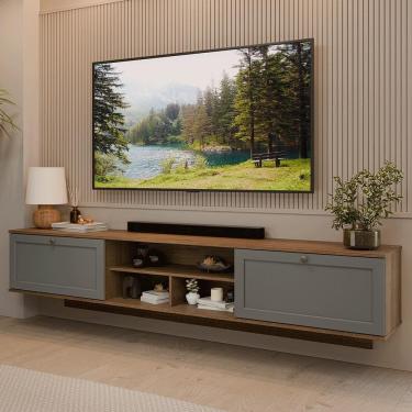 Imagem de Rack Suspenso para TV até 80 Polegadas 218 cm 2 Portas Rustic/Cinza Vik Madesa