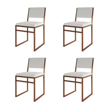 Imagem de Kit 4 Cadeiras Industrial Isa Assento Corino Base Cobre para Mesa Sala Cozinha - Cobre/...