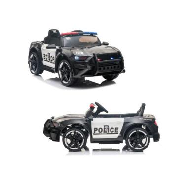 Imagem de Carro Elétrico Infantil 12V Policia Carrinho Motorizado Luzes e Som Pa