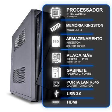 Imagem de Computador Desktop, Intel Core I3 7ª Geração, 16GB RAM KINGSTON, SSD K