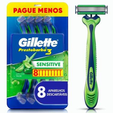 Imagem de Aparelho de Barbear Gillette Prestobarba3 Sensitive Leve 8 Pague 6 Uni