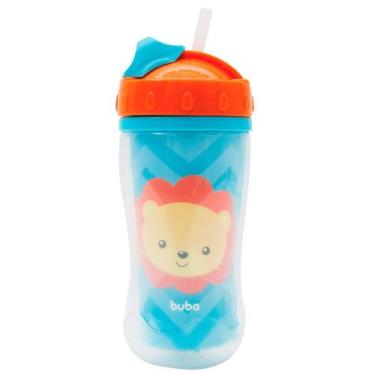 Imagem de Copo canudo infantil parede dupla animal fun 320 ml buba - leao