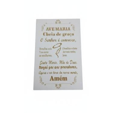 Imagem de Placa Decorativa Oração Ave Maria Mdf 20x30 Branco - bazar mix