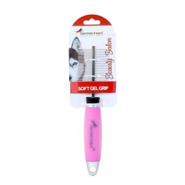 Imagem de Pente Duplo GermanHart Beauty Saloon Cabo em Gel Rosa P/Cães - German 