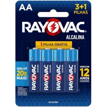 Imagem de Pilha, Rayovac, Alcalina 208013, Azul, Aa, Pequena, Pacote de 4
