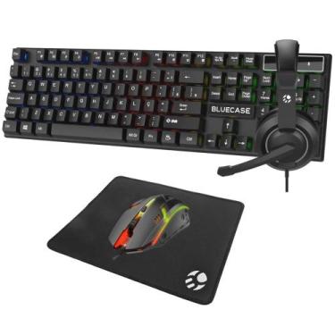 Imagem de Kit Gamer 4 x 1 Teclado Rainbow + Mouse Headset e Mousepad - BLUECASE