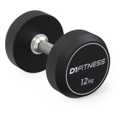 Imagem de Dumbbell Rubber Elite 12kg D1 Fitness Halter Redondo Emborrachado Prof