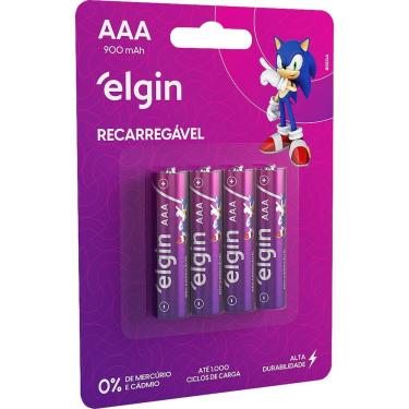 Imagem de Pilha Recarregável Palito AAA 4 Peças Elgin ELE000000082169 Alcalina