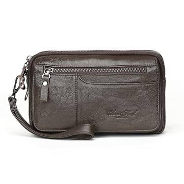 Imagem de Bolsa organizadora de couro masculina com compartimentos para proteção de cartão de crédito, G-café., Without Card Slots