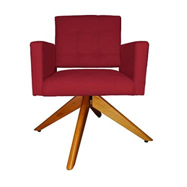 Imagem de Poltrona Decorativa Camila Pés Madeira Giratório Suede Vermelho - DS Estofados