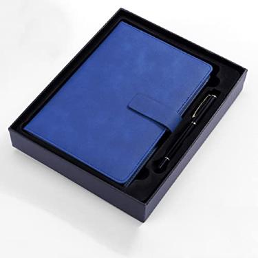 Imagem de A5 notebook engrossado bloco de notas trabalho super grosso diário de papelaria de escritório de negócios, A5 caixa de presente azul escuro, 1 peça