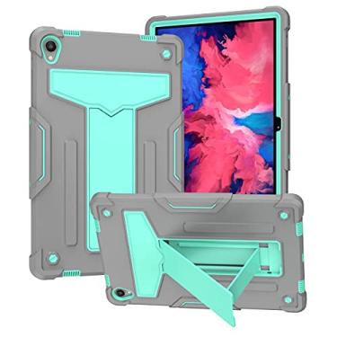 Imagem de capa de proteção contra queda de celular Para lenovo guia p11 em forma de T em forma de contraste colorido em colorido de choque de choque + case de proteção plana de silicone