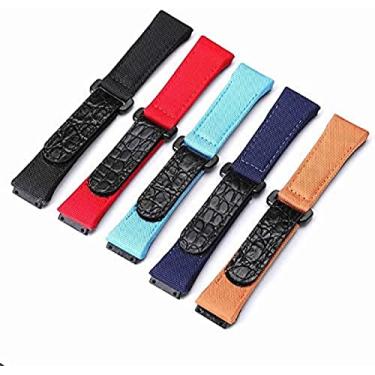 Imagem de KRASS Relógios femininos 25 mm masculinos nylon lona costura couro genuíno pulseira acessório homem pulseira de couro metal pulseiras de aço inoxidável, vermelho, 25 mm, colecionador 88