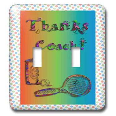 Imagem de 3dRose LLC 3dRose LLC lsp_20167_2 Raquete e bolas de tênis Thank you to Tennis Coach - Interruptor duplo