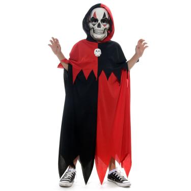 Imagem de Fantasia Palhaço Preto e Vermelho Túnica Infantil com Máscara - Halloween
 P