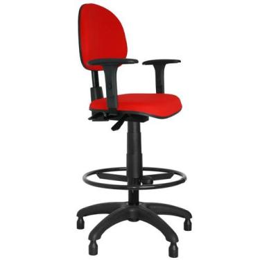 Imagem de Cadeira Caixa Ergonômica Nr17 Jserrano Vermelho Com Braço Regulável -
