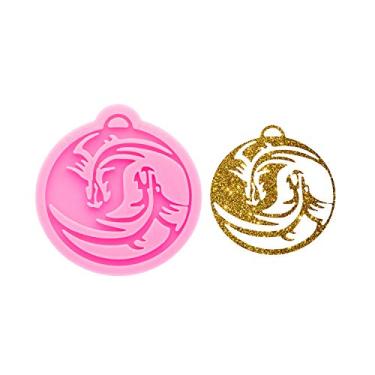 Imagem de Chaveiro de silicone brilhante redondo estilo dragão molde de resina epóxi molde de fundição artesanato moldes de silicone para fazer joias faça você mesmo encantos